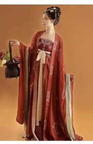 ชุดจีน ชุดจีนโบราณผู้หญิง ฮั่นฝู ชุด hanfu เครื่องแต่งกายจีนโบราณ เดรสวินเทจ ชุดจีนโบราณ ปักเสื้อแขนใหญ่ เย็บปักถักร้อย