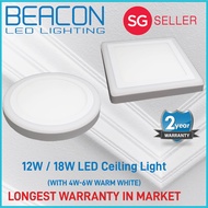 BEACON LED 12 / 18W Tri Tone (3 tone) Ceiling Light - Round / Square - Turn on/off change color - up