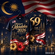 2026 Malaysia 69th Independence Day T shirt full sublimation quick dry Jersey Oversized Streetwear M