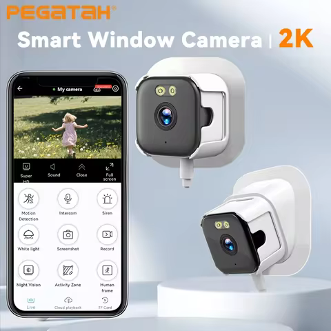 2K QHD Smart Window Camera, 2.4G/5G WiFi Indoor Cameras For Home Security Color Night Vision Motion 