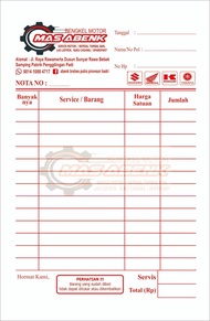 (Min. 4 Buku) Nota Custom 1/4 1 Ply Untuk Bengkel Laundry Olshop dan Toko Y&H Yudha Grafika
