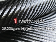 [Grade A] 3K 260gsm 4x4 large twill weave 39.4inch/1meter wide 100% Carbon Fiber Cloth Carbon Fabric
