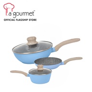 La gourmet Shogun Mini Set (20cm Frypan + 16cm Saucepan + 20cm Wok) - Blue
