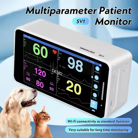 SINOHERO Veterinary Monitor Intelligent Portable 5.5inch Touch Screen Patient Monitor Vet Use Vital 