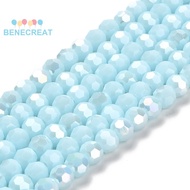 BENECREAT 1strand Opaque Glass Beads Stands AB color Faceted(32 Facets) Round Light Cyan 6x5.5mm Hol