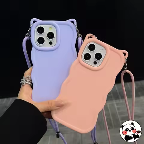 Cat Ear Wave Shell Phone Case For Samsung Galaxy A73 A57 A56 A55 M55 F55 A54 A53 A52S A51 A50S A42 J