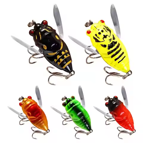 4cm/5.5g Cicada Fly Fishing Lures Artificial Fishing Bass Bait 3D Holographic Eyes Fishing Hard Lure