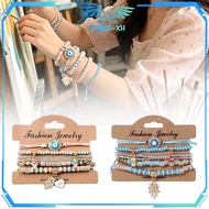 MATA Eye Bracelet Pastel Colorbiru Bohemian Bracelet 6pcs T Bohemian Stacked Bracelet