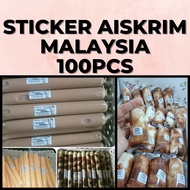 100PCS STICKER AISKRIM MALAYSIA 80% WATERPROOF