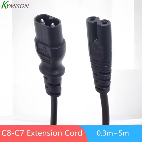 IEC320 C7 to C8 extension cords,C8-C7 IEC Jumper cable,IEC male to female 2PIN power line,0.3~5m, H0