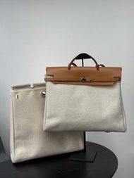 90%New二手Hermes herbag canvas handbag shoulder crossbody bag vintage愛馬仕手提包 單肩包