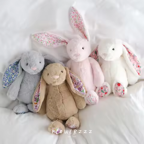 Jellycat Bonnie Rabbit Plush Toys Soft Floral Ears Bunny Stuffed Dolls Cartoon Plushies Cute Kid Bir