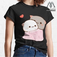 Peach and Goma Cuddling T-Shirt - Mochi Peach Cat 375
