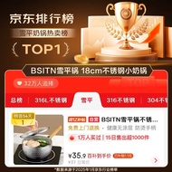 【Living plants】 招财 BSITN雪平锅不锈钢小奶锅18cm煮奶锅烫锅婴儿辅食锅燃磁通用含盖5428