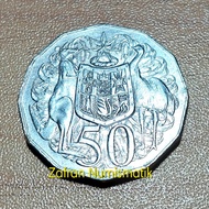 Uang Koin Asing Kuno AUD 50 Cents Australia Queen Elizabeth Tahun 1999