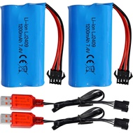 sea jump 2PCS 7.4V 1200mah SM-4P Plug Rechargeable Battery with USB Charging Cable for EC08 RC Toy C