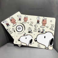 史努比ipadpro保護殼360旋轉皮套air6/5/4筆槽MINI6翻蓋式9代10.2 1個 2018款iPad6（9.7寸） 旋转【BB2365史努比】皮套+钢化膜