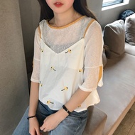 2pc Blouse Tank Top 3 Sleeves/4 Import - 31152 Small Daisy Top + Outer