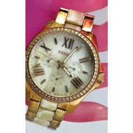 U55:Original FOSSIL Analog  Watch for Women from USA-Gold Tone