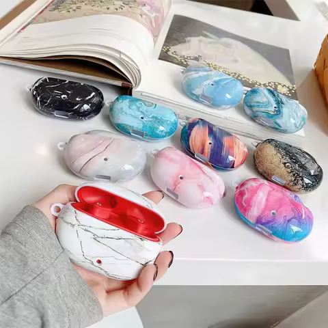 Luxury Marbling Glossy Case for Beats Studio Buds/Beats Studio Buds+ Protective Case Wireless Blueto