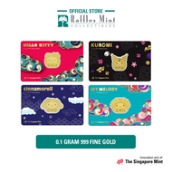 Sanrio Daruma 0.1 gram 999 Fine Gold Bar (Hello Kitty / My Melody / Kuromi / Cinnamoroll) [The Singa
