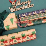 [Wholesale Price] Christmas Elk Printed Kraft Gift Wrapping Paper DIY Decorative New Year Gift Box New Year Supply