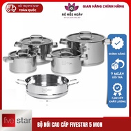 Fivestar Plus 5 304 stainless steel 3-bottom pot set with glass lid (1 pot 16cm x 1 pot 18cm x 1 pot