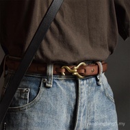 Original American Retro Copper Hook Buckle Belt Aberdeen Simple Ladies Unique Niche Soft Trendy Matc
