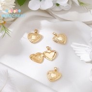 1set 4pcs Brass Locket Pendants Photo Frame for Necklaces Long-Lasting Heart with Bowknot  golden 22