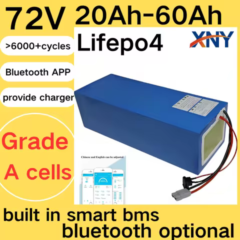 Rechargeable Lifepo4 72V 20Ah 30Ah 40Ah 50Ah 60Ah Lithium Battery for 1000W 2000W 3KW Tractor Golf C