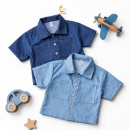 KEMEJA Halomam - Dylan Denim (shirt for babies aged 6 months - 5 years)