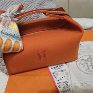 ✨️HERMES 橘色飯盒包-化妝包（送絲巾)✨️