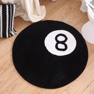 8 Ball Rug Carpet Skin Friendly Black Anti-slip Soft Plush Chair Pad Round Decor Round Carpet