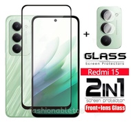 For Redmi15 2 in 1 Screen Protector Tempered Glass Film For Redmi 15 C 15C Redmi15 C Redmi15C 2025 C