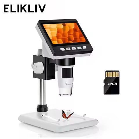 Elikliv EDM43 1080P Digital Microscope 4.3" IPS Screen Microscopes 1000x Entire Coin View Soldering