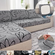 Plain Sofa Seat Cushion Cover Printing Elastic Sectional Sofa Cover 1/2/3/4 Seater L Shape Couch Cover Pets Kids Furniture Protector Slipcovers Home Living Room Decoration