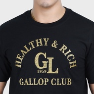 GALLOP : เสื้อยืดผ้าคอตตอนพิมพ์ลาย Graphic Tee (GALLOP CLUB) รุ่น GT9096 สีดำ