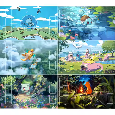 17 Designs DIY 600*350*2MM Pokemon Playmat - Anime Mew Leafeon Pikachu Squirtle Bulbasaur Charmander