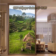 Cetak Custom 3D Wallpaper Dinding Pemandangan Padi Sawah Perdesaan