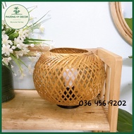 Đèn bàn đèn ngủ để bàn bằng mây tre đan trang trí nhà cửa homstay độc đáo Phương Vy Decor