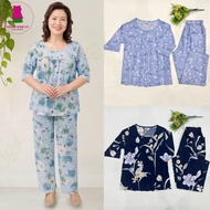 Beautiful and cool long-sleeved 2-skin linen middle-aged outfit, size 47-75kg