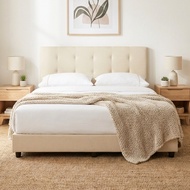LOFT Living BEKKAR Queen Divan Fabric Bed Frame-Beige