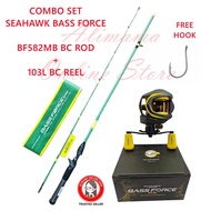 COMBO SET SEAHAWK BASS FORCE BC FISHING ROD JORAN PANCING MURAH BC REEL