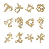 KING 12 Pcs Twelve Constellation Pattern Pendant Alloy Astrology Horoscope Charm