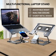 【SG】 Adjustable Laptop & Mobile Phone 2-in-1 Stand 2 Fans Laptop Cooling Pad