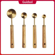 Guidesol 4 cái muỗng định lượng chính xác cán bằng gỗ 16/18.5/19.5/27.5 gam xách tay đo Scoop thiết 