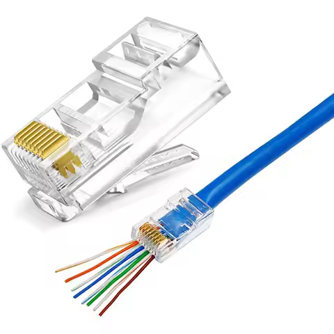 RJ45 Connectors Cat6 RJ45 Pass Through Connector, Cat6/Cat5e Connectors, Ethernet Cable Crimp Connec