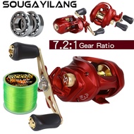 Sougayilang Metal Reel 7.2:1 Gear Ratio Metal Spool Baitcasting Reel 18+1BB - Multiple Colors