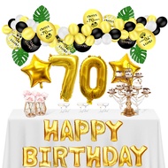66 Pcs Black Gold Cheers 70th Birthday Balloon Set,for 1 2 16 18 21 30 40 50 60 70 80 90 Birthday Pa