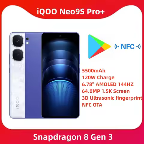 IQOO Neo 9S Pro Plus 5G NFC Snapdragon 8 Gen 3 6.78'' 144Hz AMOLED Screen 50MP OIS Camera 5000mAh Ba